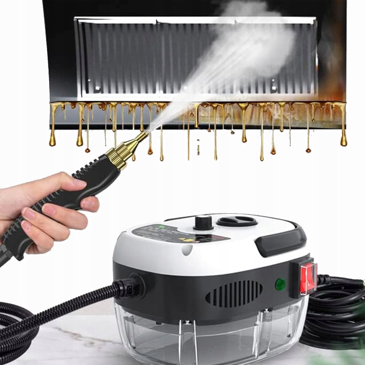STEAM CLEANER STEAM MOP STEAMER STRONG 2500W SET FOR WINDOW GROUT TRAY Dominant color white