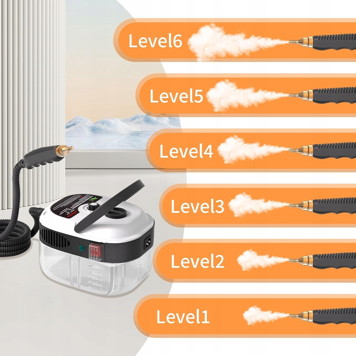 STEAM CLEANER STEAM MOP STEAMER STRONG 2500W SET FOR WINDOW GROUT TRAY Packaging status original