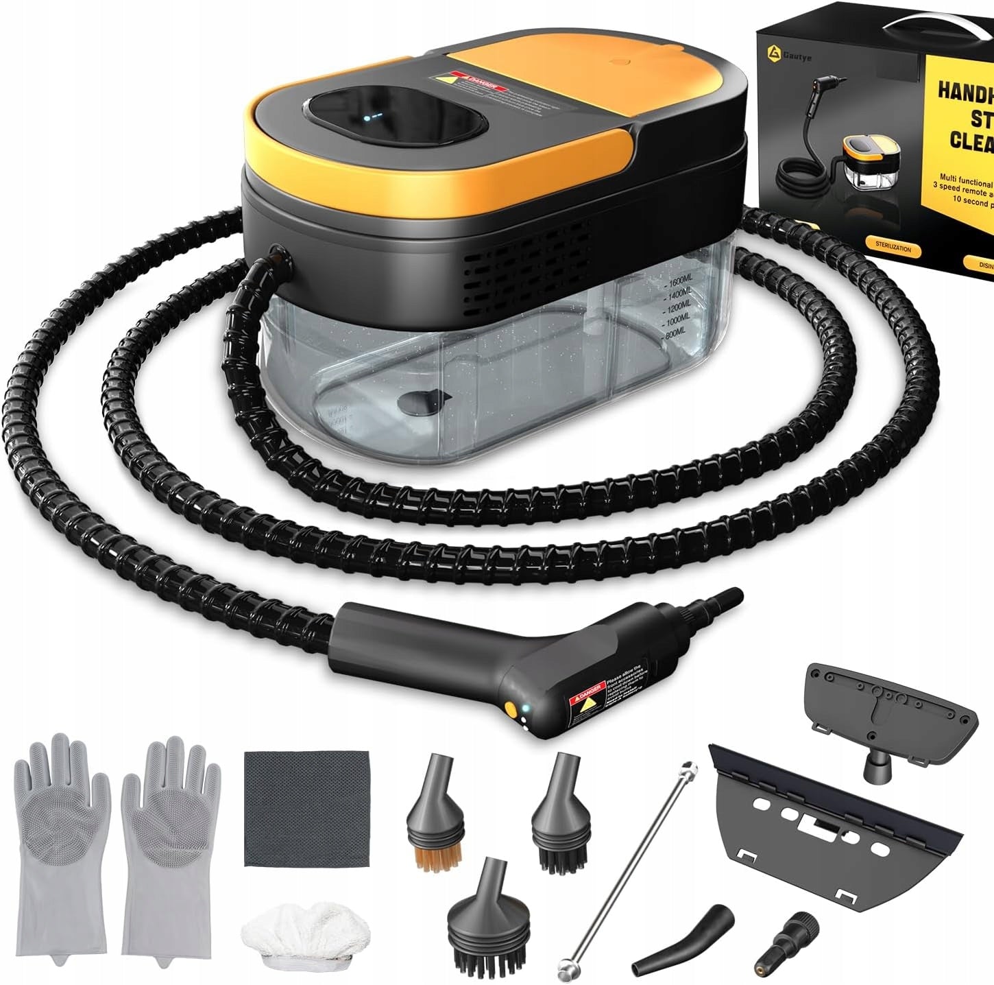 STEAM CLEANER WINDOW CLEANER STEAMER 1600ML 3BAR 2500W + 2M STEAM HOSE