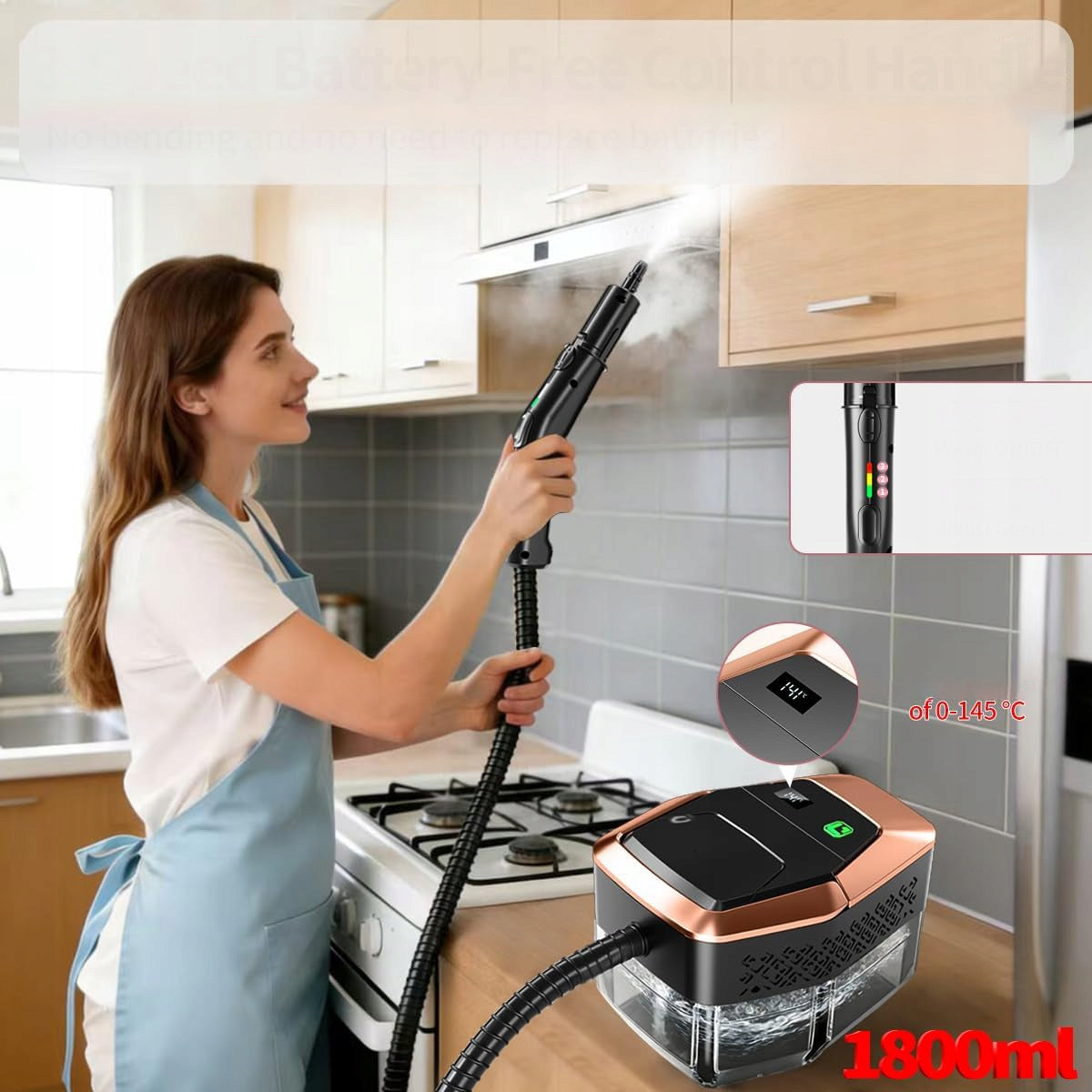 STEAM CLEANER WINDOW CLEANER STEAMER 1800ML 4BAR 2500W + 2M STEAM HOSE Maximum steam pressure 4 bar