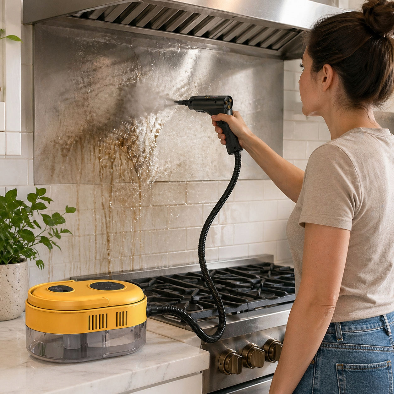 STEAM CLEANER WINDOW CLEANER STEAMER 2M STEAM HOSE+1200ML 3BAR 6 DEGREES Brand LynkCust