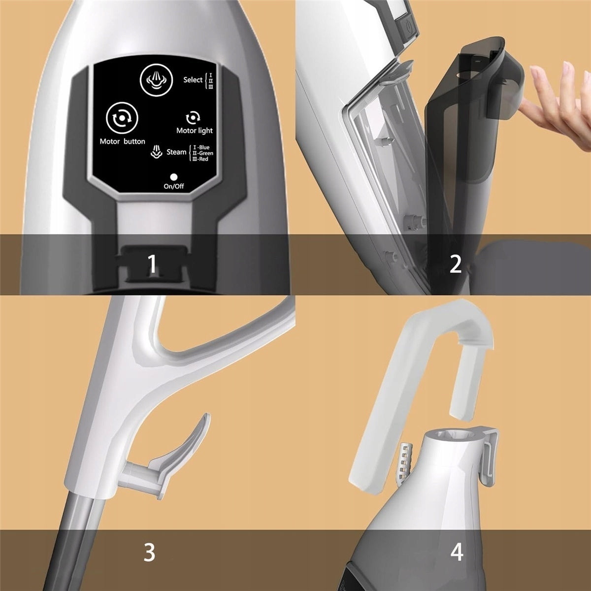 STEAM CLEANER WITH ROTATING HEAD FOR WOOD AND COMPOSITE MANUAL STEAM MOP Power 1300 W