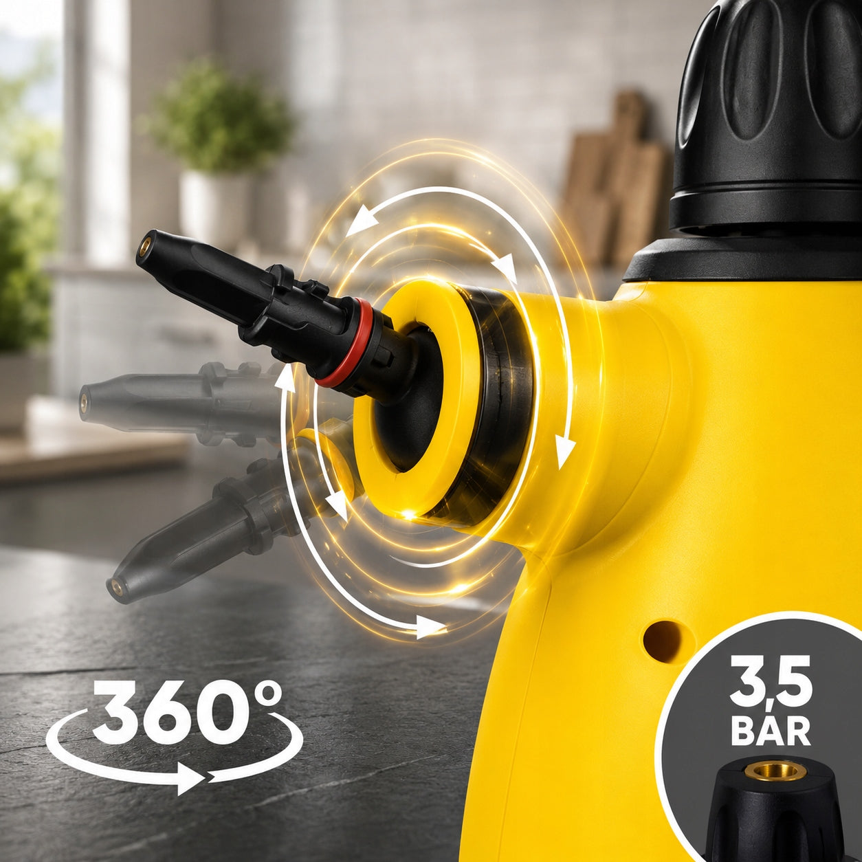 STEAM CLEANER Window Cleaner STEAMER 1000W Manual Washer 3 Bars Set Dominant color yellow/gold