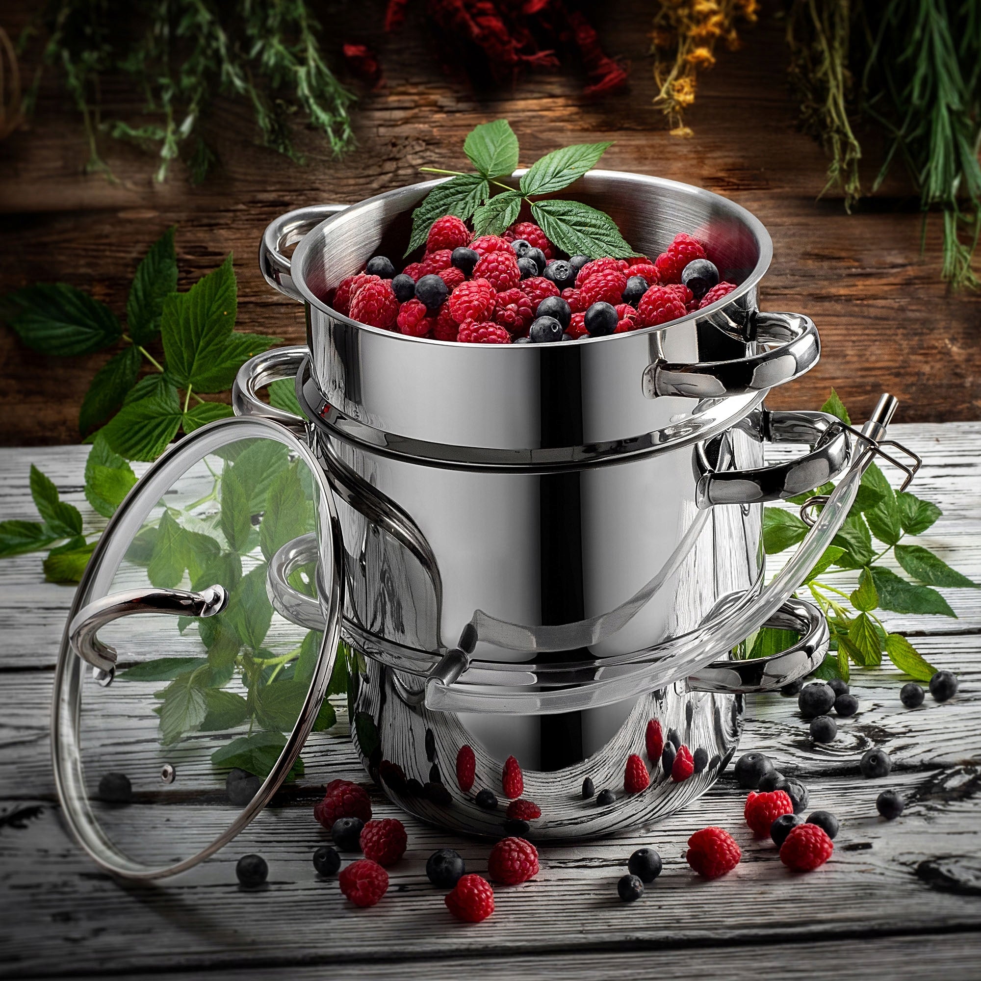 STEAM JUICER 8L FOR GAS INDUCTION STAINLESS STEEL POT 3in1 FOR FRUIT JUICES Packaging status original