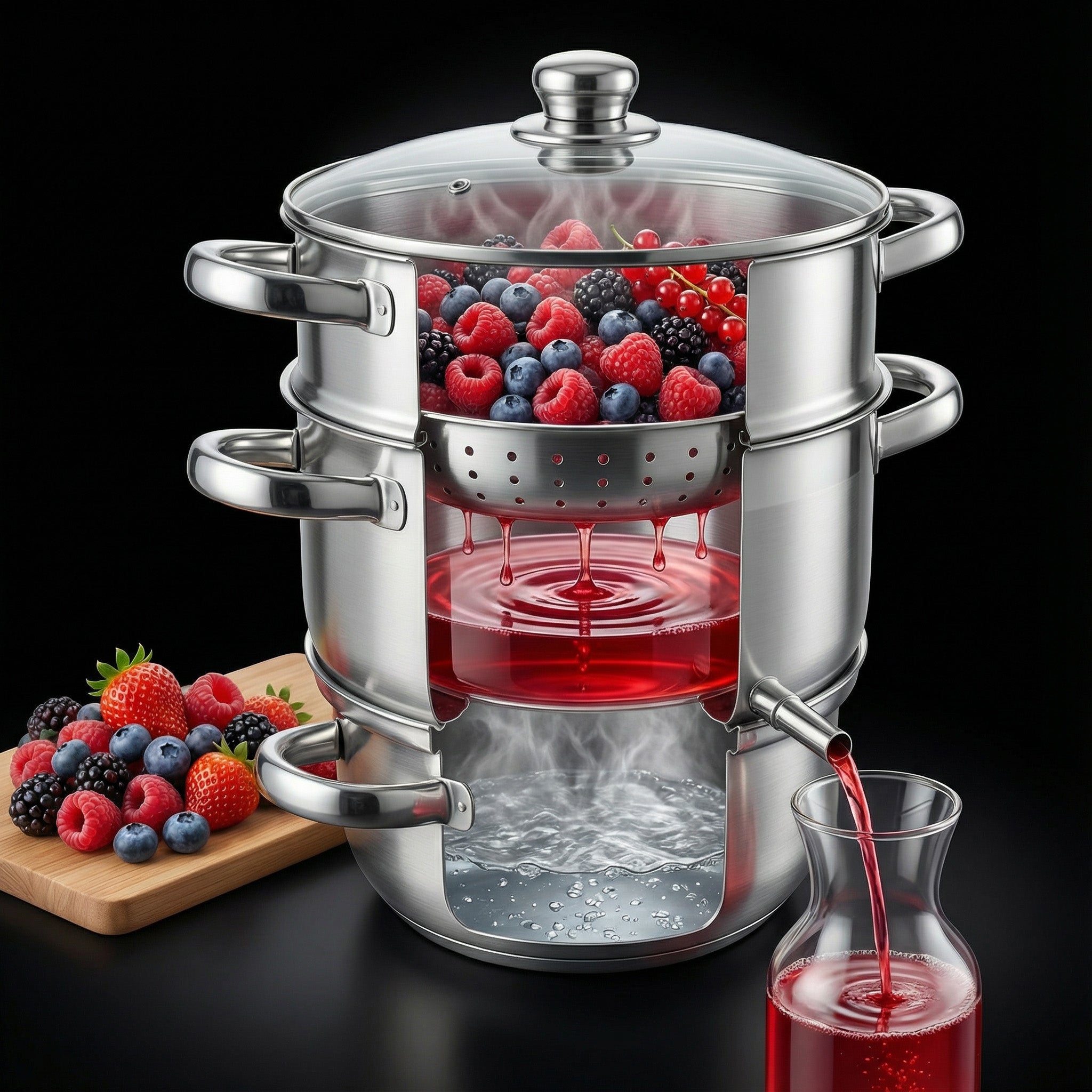 STEAM JUICER 8L STEAMING POT 4 EL. FOR FRUITS AND VEGETABLES Manufacturer code BOK-01646