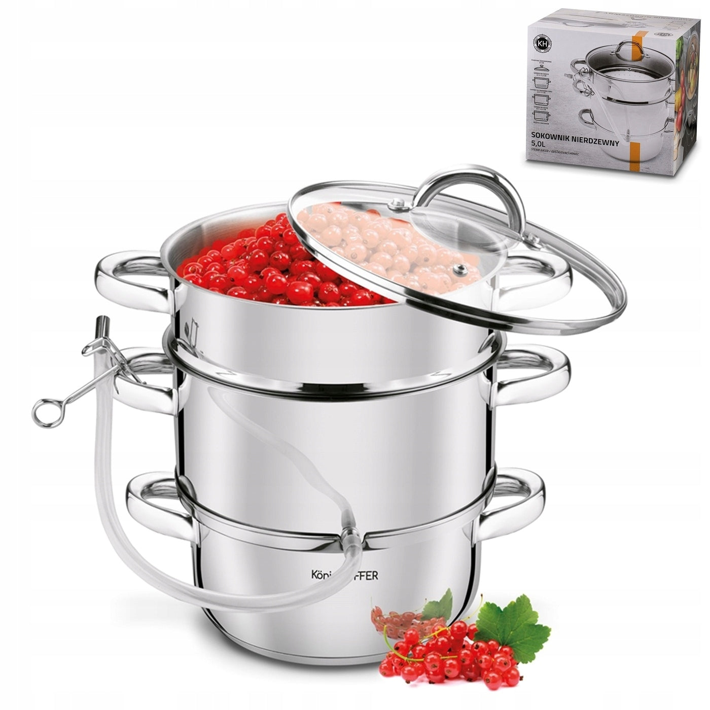 STEAM JUICER GAS induction STAINLESS STEEL pot Konighoffer 5 L