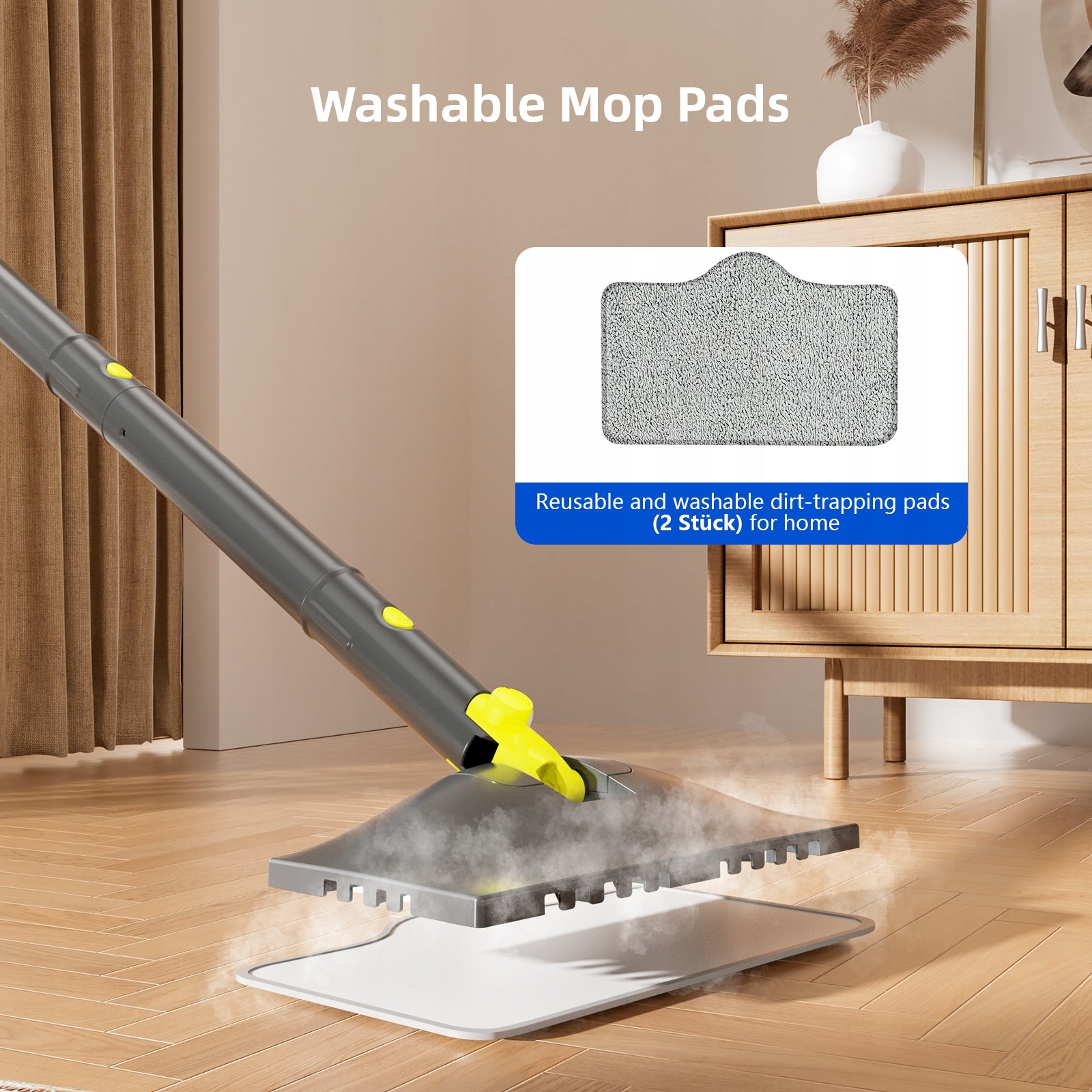 STEAM MOP 6IN1 20S 300ML 2 STEAM MODES AKCESORIA FOR FLOORS Dominant color yellow/gold