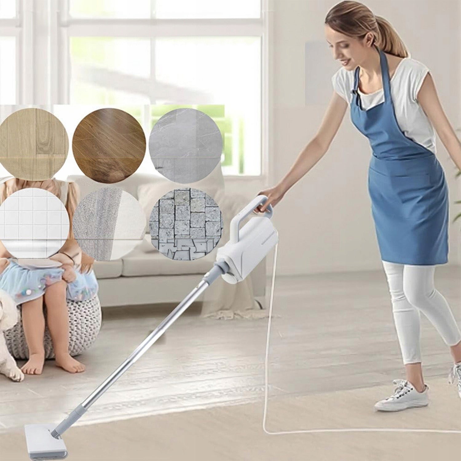 STEAM MOP PLUS ELECTRIC FOR CLEANING FLOORS, CARPETS 350 ML Dominant color white