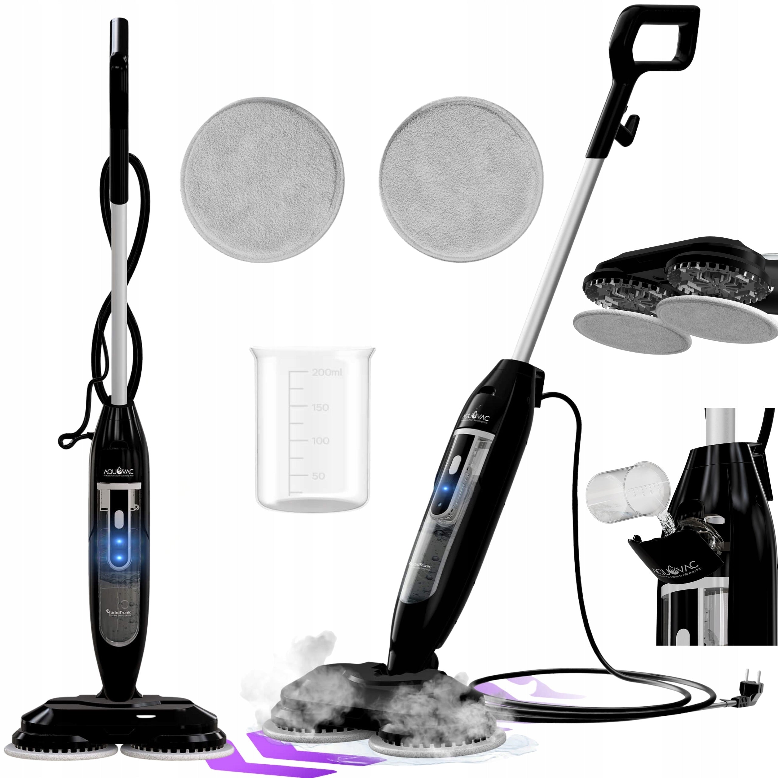 STEAM MOP ROTARY STEAM CLEANER 1200W 110°C MICROFIBER WASH PADS