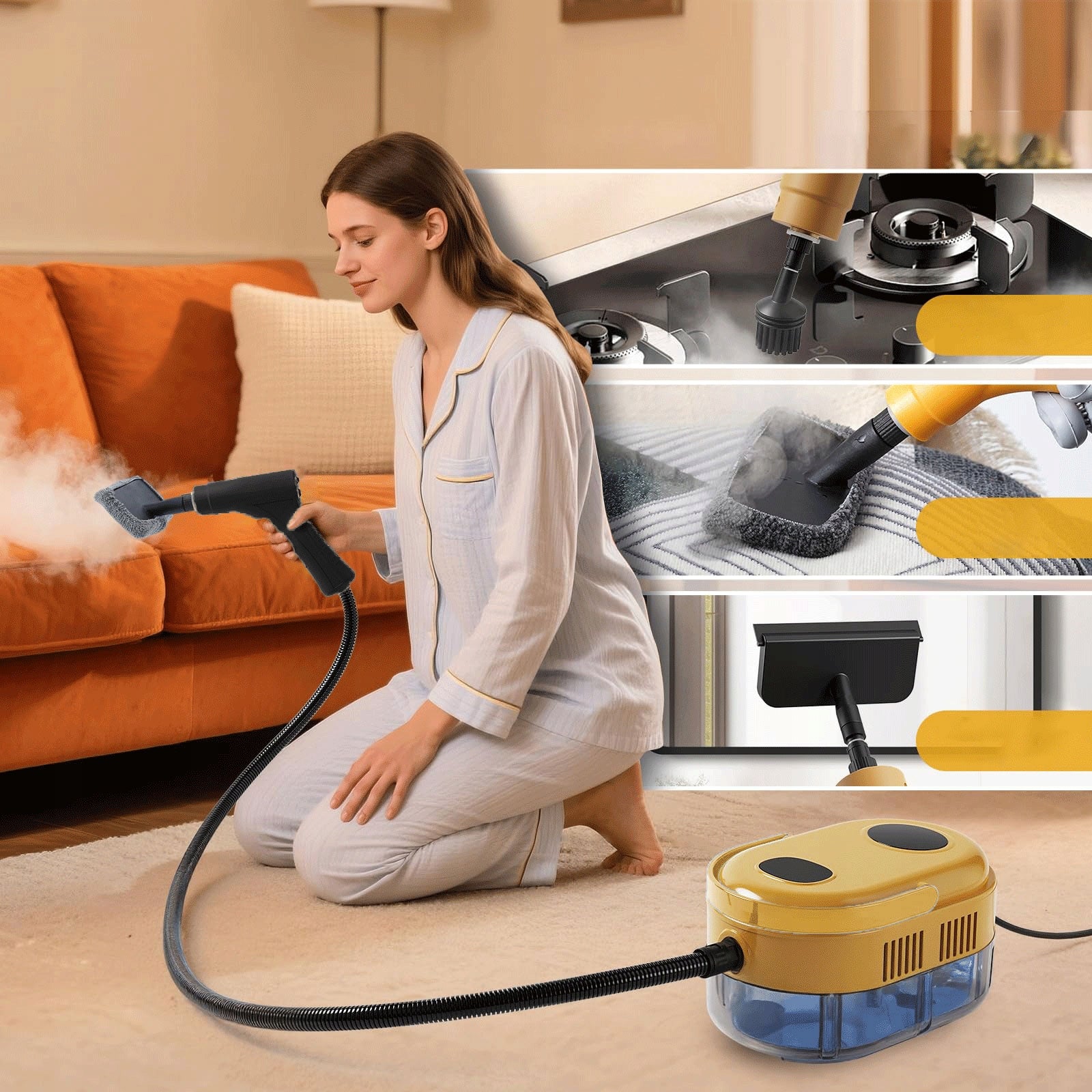 STEAM MOP STEAM CLEANER VACUUM CLEANER FOR WINDOWS GROUT UPHOLSTERY LARGE 2100W Power 2100 W