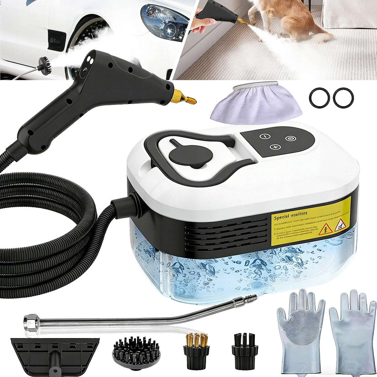 STEAM PRESSURE WASHER FOR KITCHEN AND BATHROOM 2500W 6 POWER LEVELS