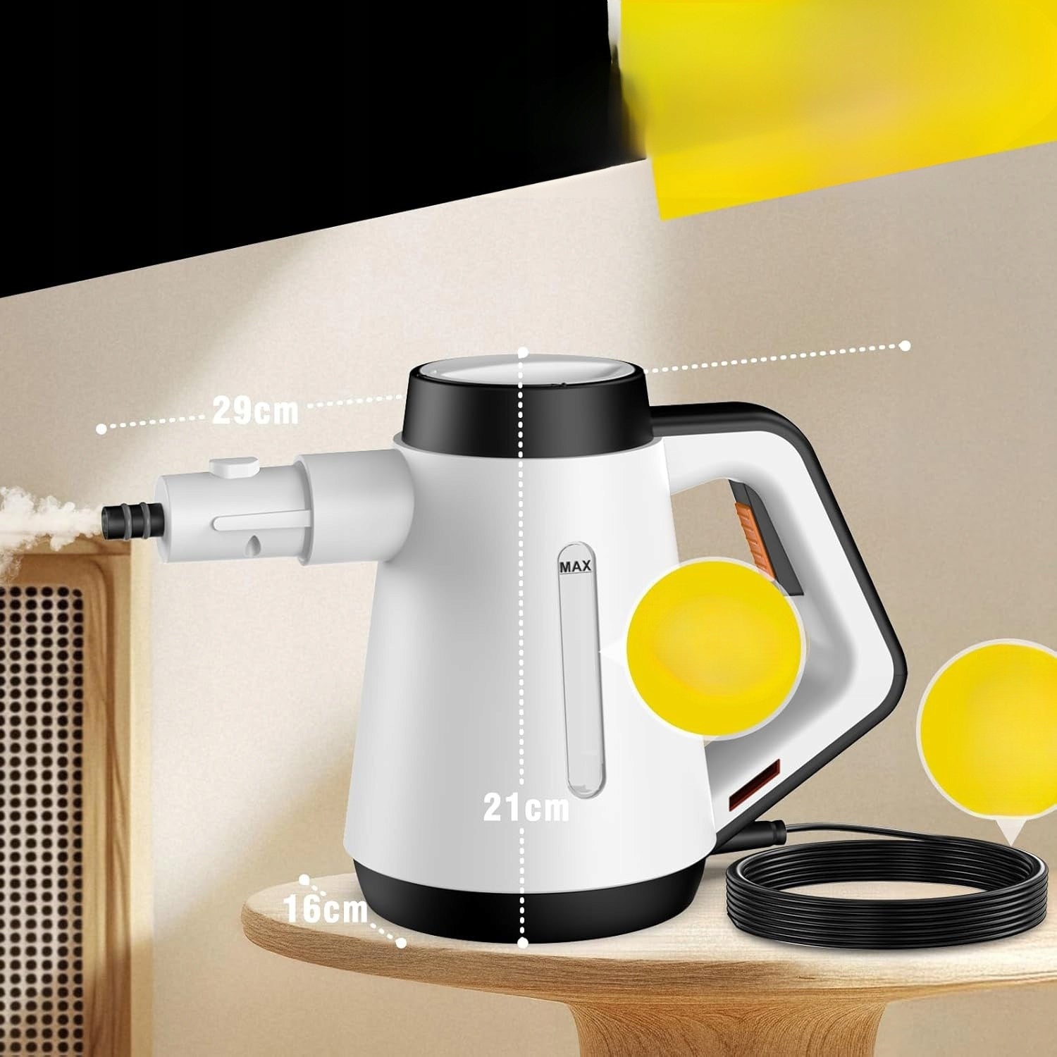 STEAM WASHER UPHOLSTERY GROUT WINDOW CLEANER STEAMER HAND WASHER Manufacturer code Fippesax EM-319 yellow