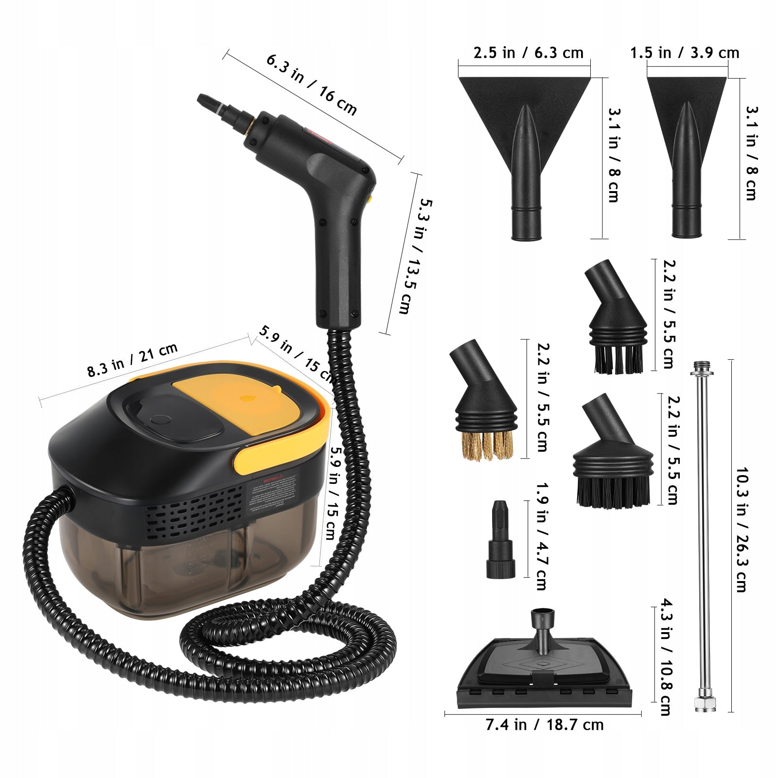 STEAMER 2500W STEAM CLEANING WITH 6 SPEED+1600ML 3 BAR POWERFUL Type steam washer