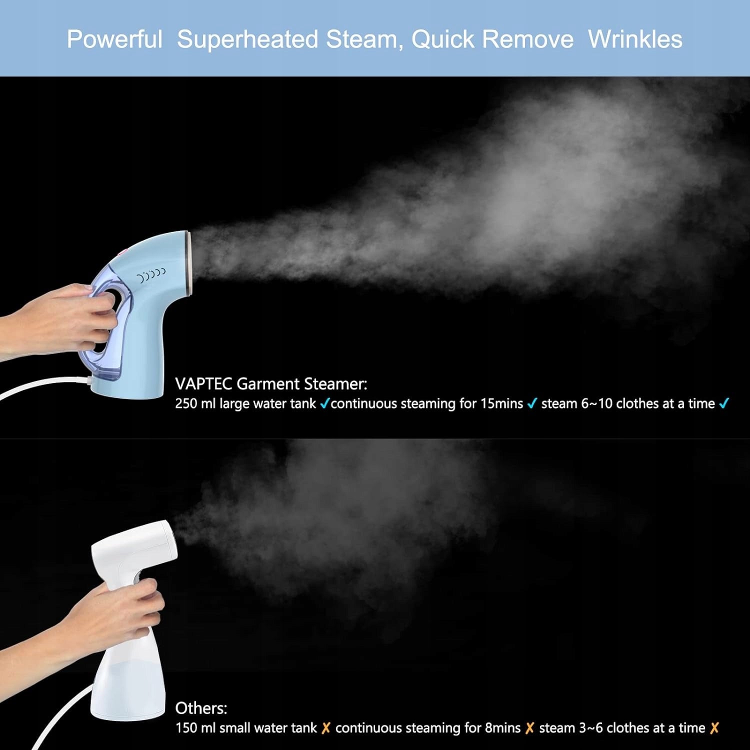 STEAMER FOR CLOTHES STEAM IRON SANPINTECH 260ML 1000W Batteries included no