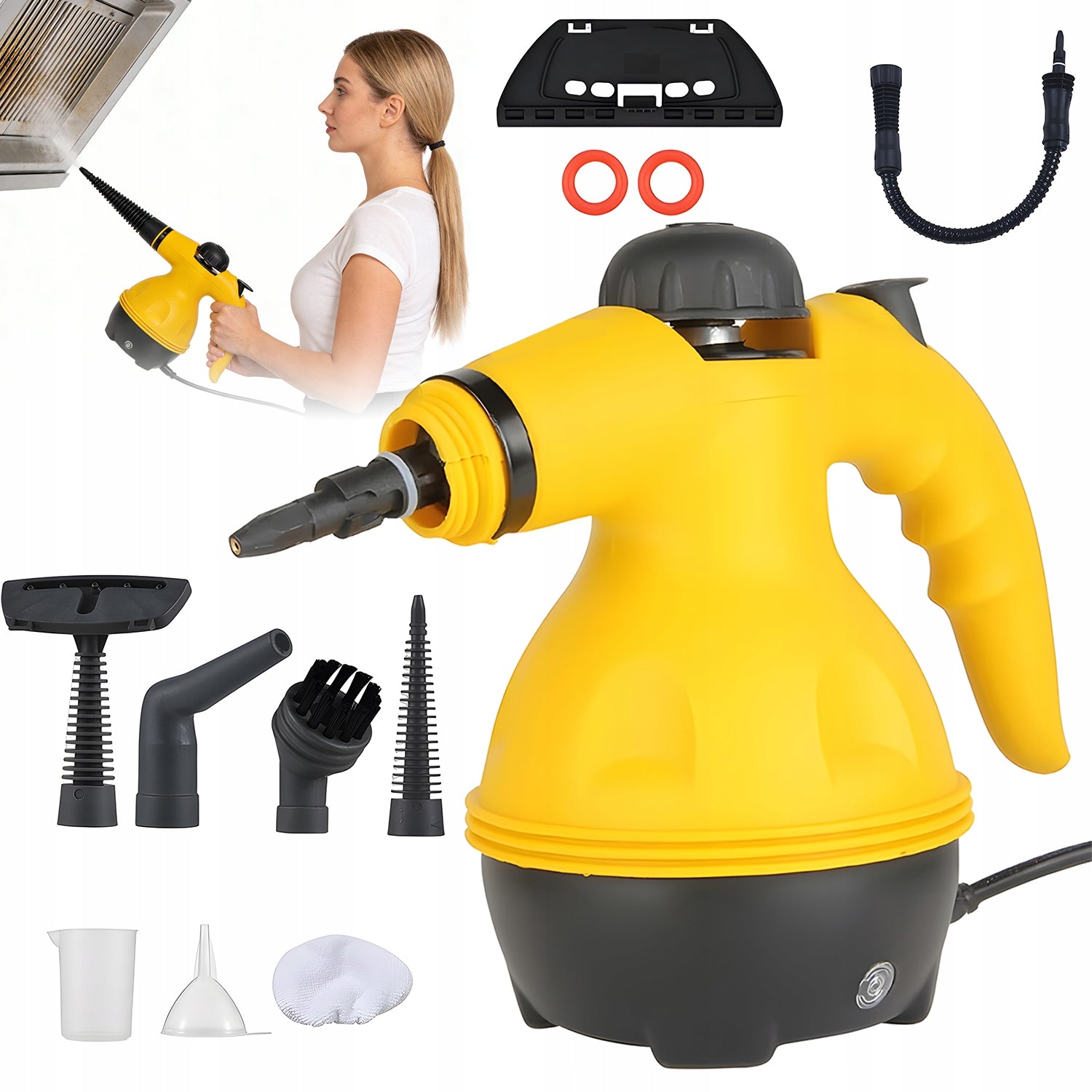 STEAMER FOR HOME 1000W 3 BARS 300ML 1.8M CABLE 5 TIPS YELLOW-BLACK Capacity 0.35 l