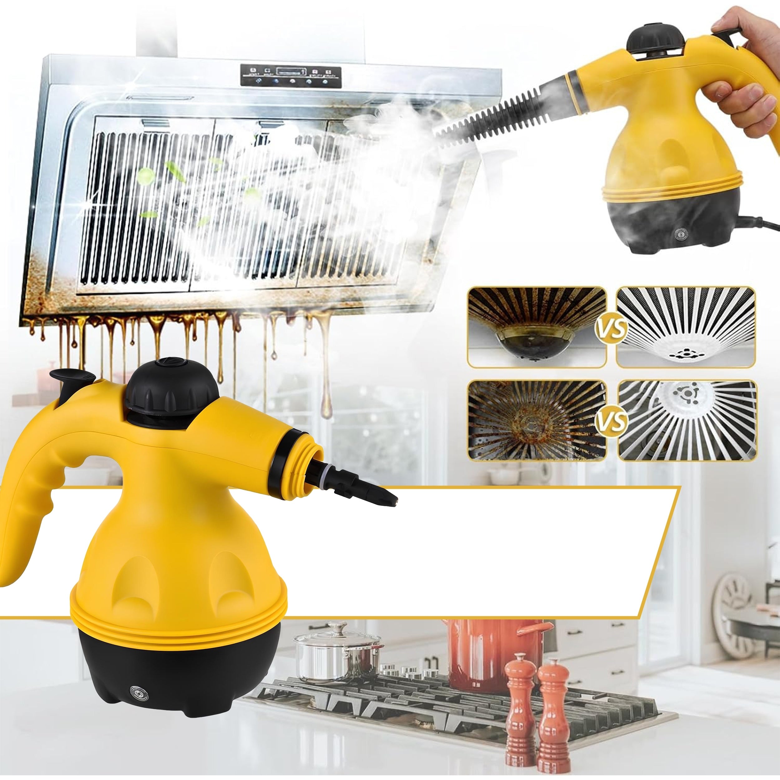 STEAMER STEAM CLEANER PRESSURE CLEANER ACCESSORIES 3 BARS 1050W 3M 350ml Capacity 0.351 l