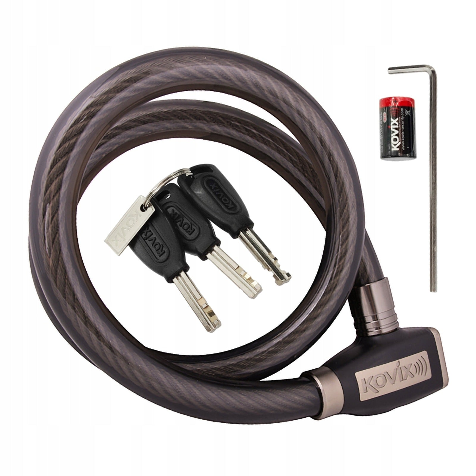 STEEL CABLE WITH ALARM KOVIX KWL24-110 WHEEL LOCK MOTORCYCLE BIKE Brand Kovix