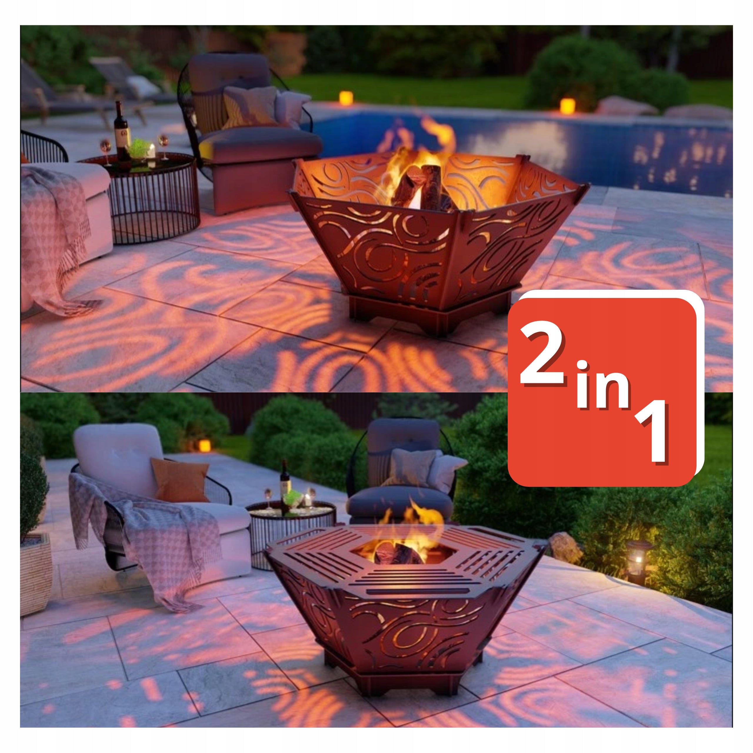 STEEL FIREPLACE FOLDING GRILL 2in1 STEEL MASSIVE MANUFACTURER MAZY