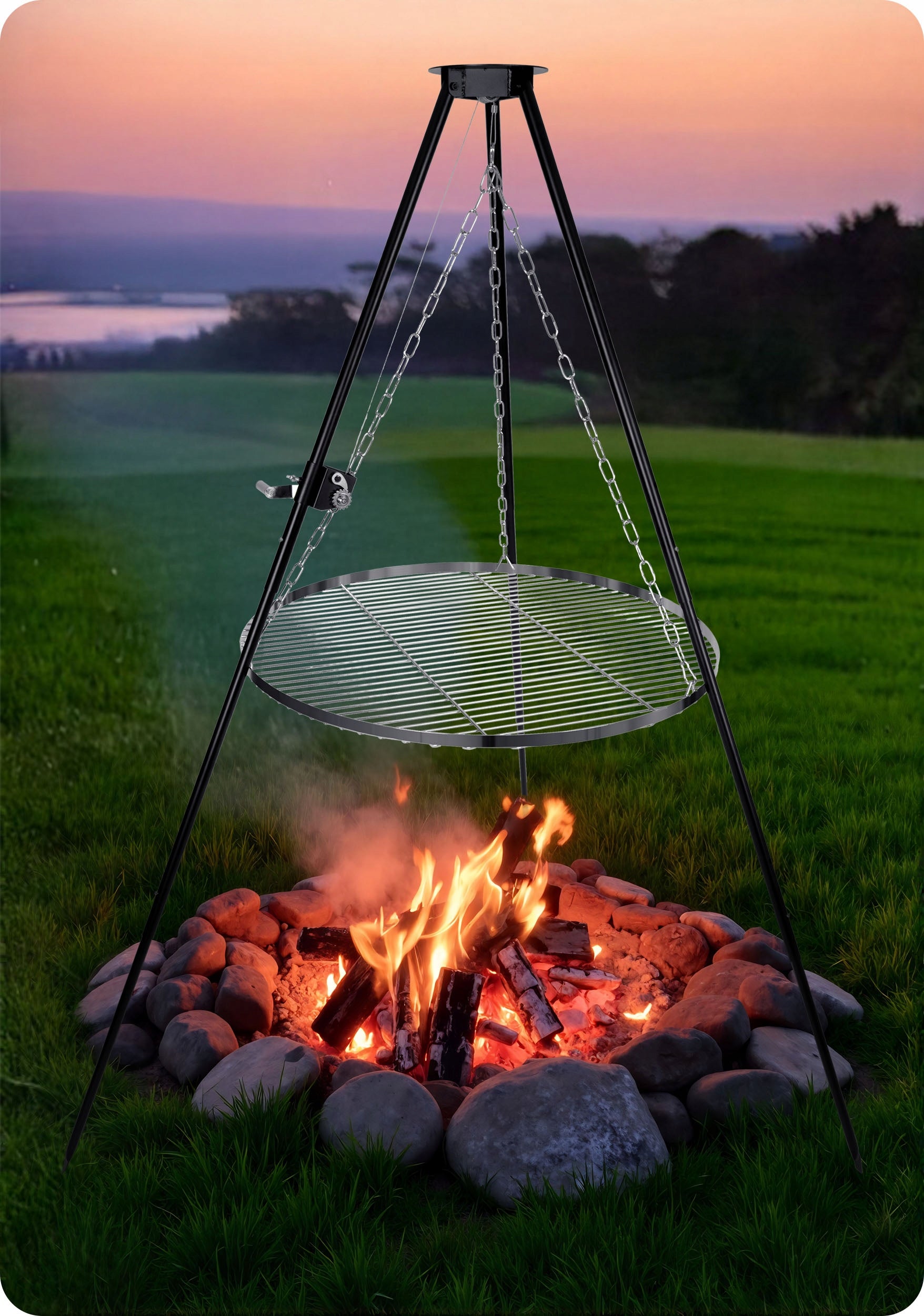 STEEL GRILL GRATE FOR FIREPLACE 80cm TRIPOD LARGE SOLID GARDEN FIREPLACE EAN (GTIN) 5903890628338