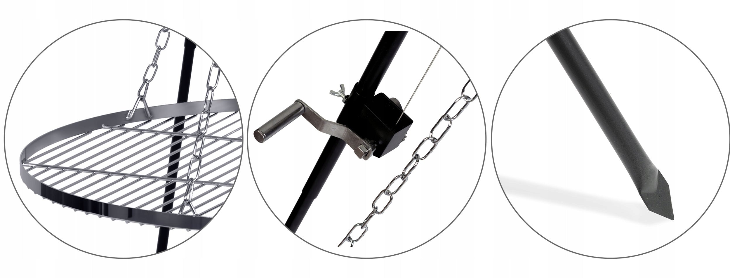 STEEL GRILL GRATE FOR FIREPLACE 80cm TRIPOD LARGE SOLID GARDEN FIREPLACE Product height 180 cm