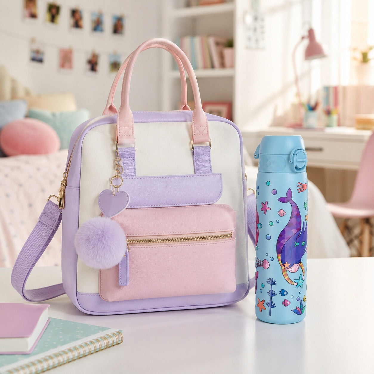 STEEL SCHOOL WATER BOTTLE PRESCHOOL CHILD MERMAID BOTTLE ION8 0,6L 600 ml Brand Ion8