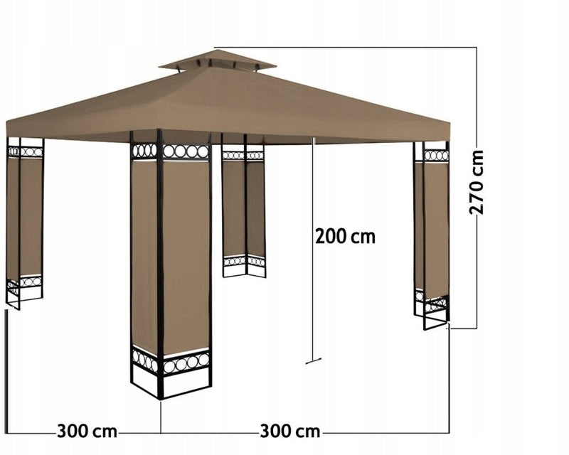 STEEL STRONG PAVILION 3X3 BROWN GARDEN TENT Number of side walls none