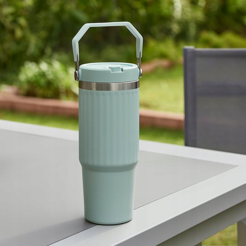 STEEL THERMOS WITH HANDLE 900 ML DOUBLE INSULATION BLUE 11X10X24 CM Brand Excellent Houseware