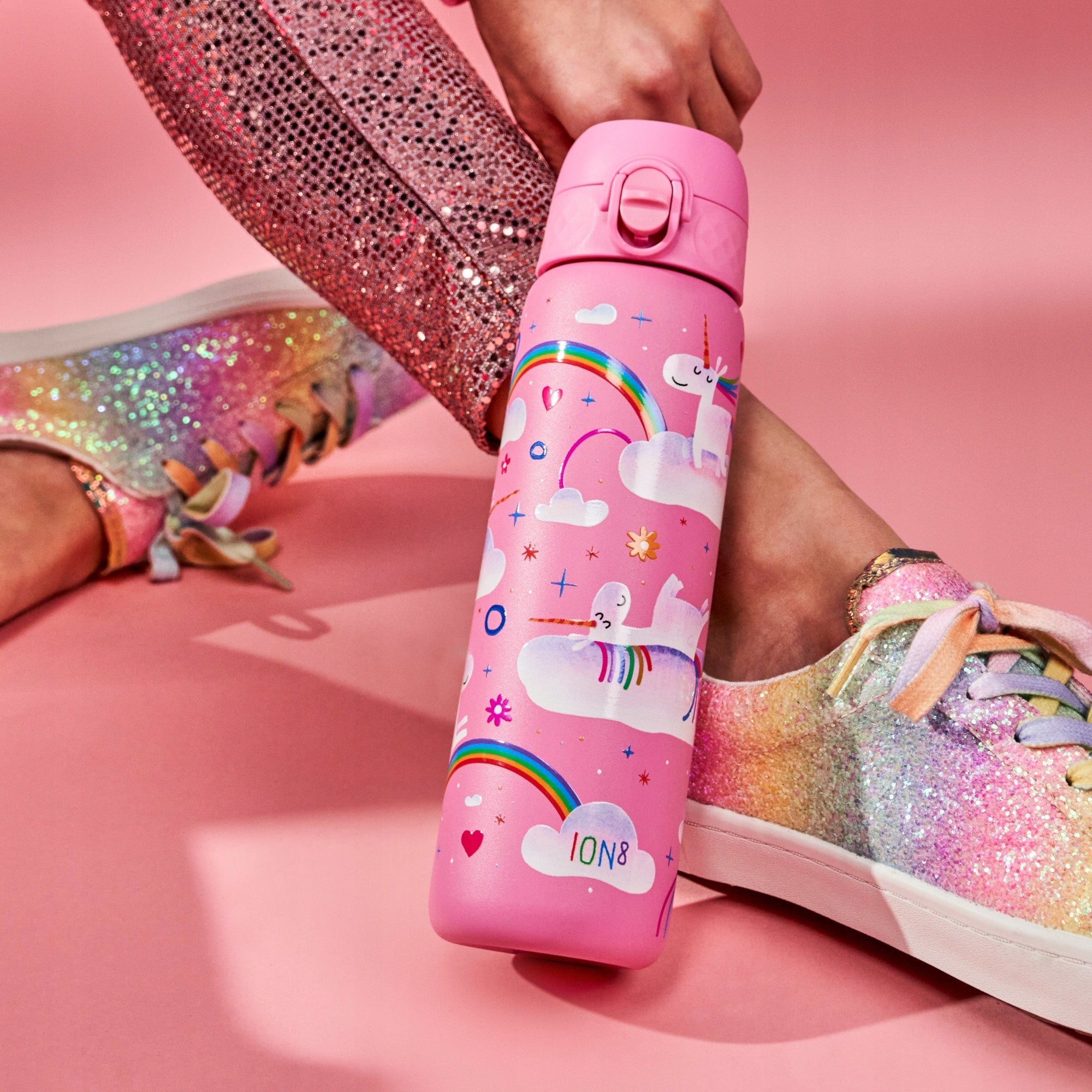 STEEL WATER BOTTLE - CERTIFIED PZH - UNICORN PONY HORSE PINK ION8 0,6 L Packaging status original