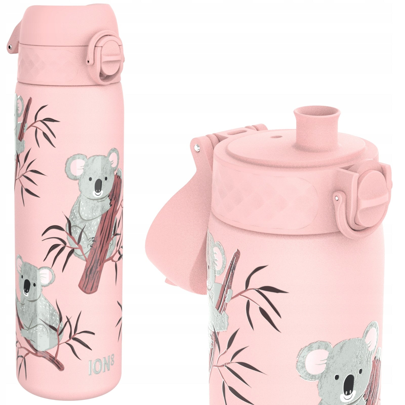 STEEL WATER BOTTLE - PZH CERTIFICATE - LIGHT SEALED -PINK KOALA BEAR - ION8 0,6 L 600 ml Additional features dishwasher safe handle mouthpiece BPA-free