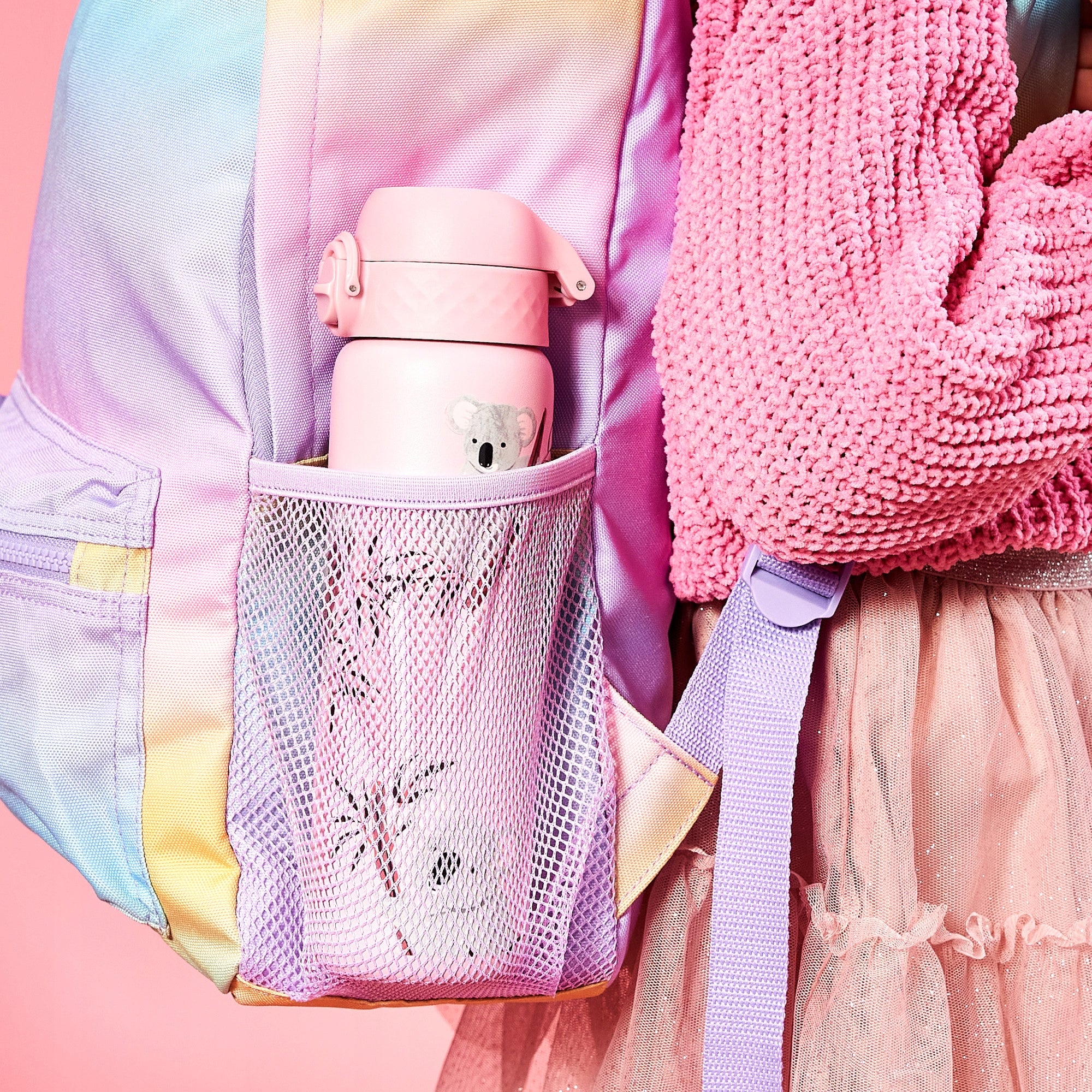 STEEL WATER BOTTLE - PZH CERTIFICATE - LIGHT SEALED -PINK KOALA BEAR - ION8 0,6 L 600 ml Volume 600 ml