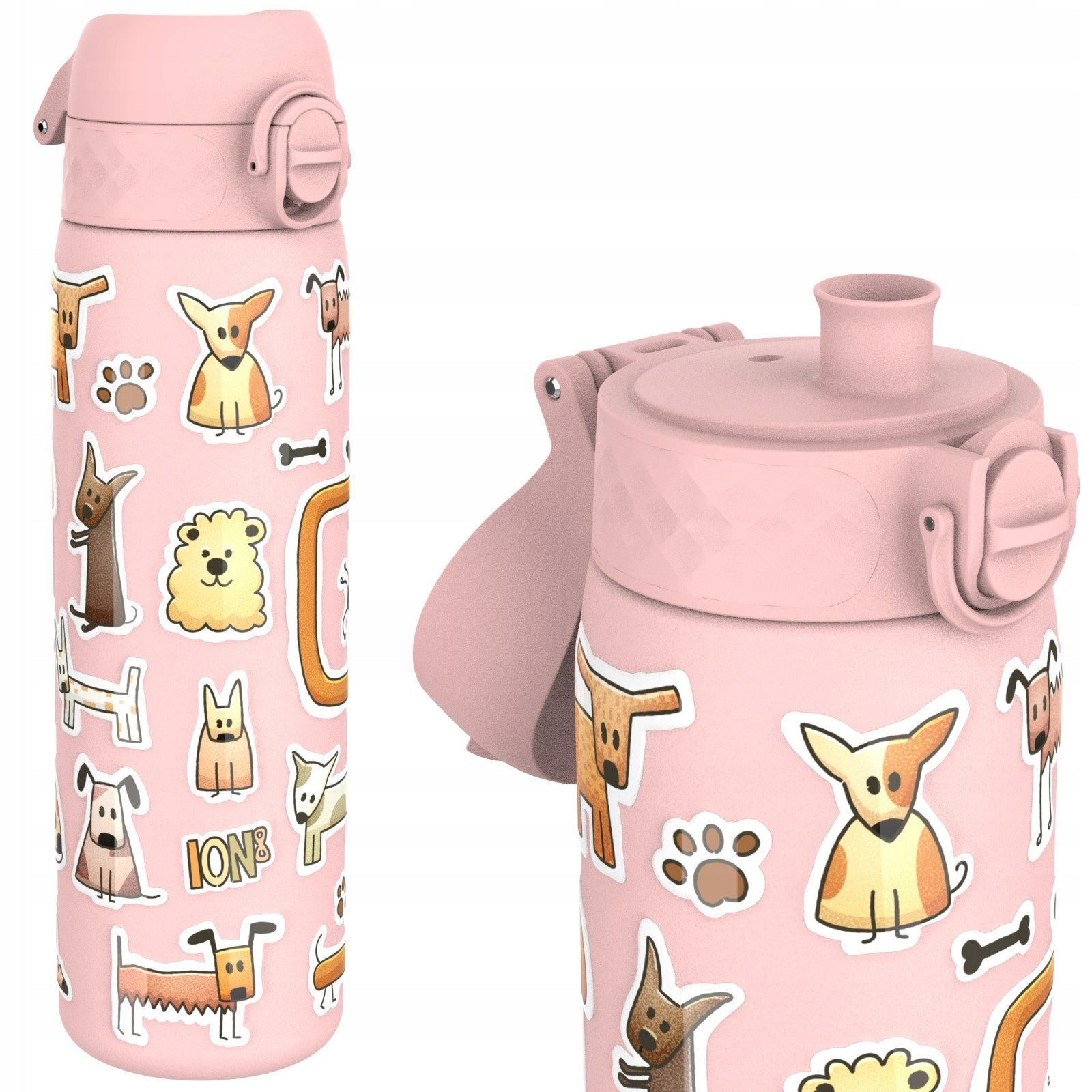 STEEL WATER BOTTLE - PZH CERTIFICATE - STAINLESS DOGS DOG ION8 0,6 L 600 ml Additional features dishwasher safe handle mouthpiece BPA-free