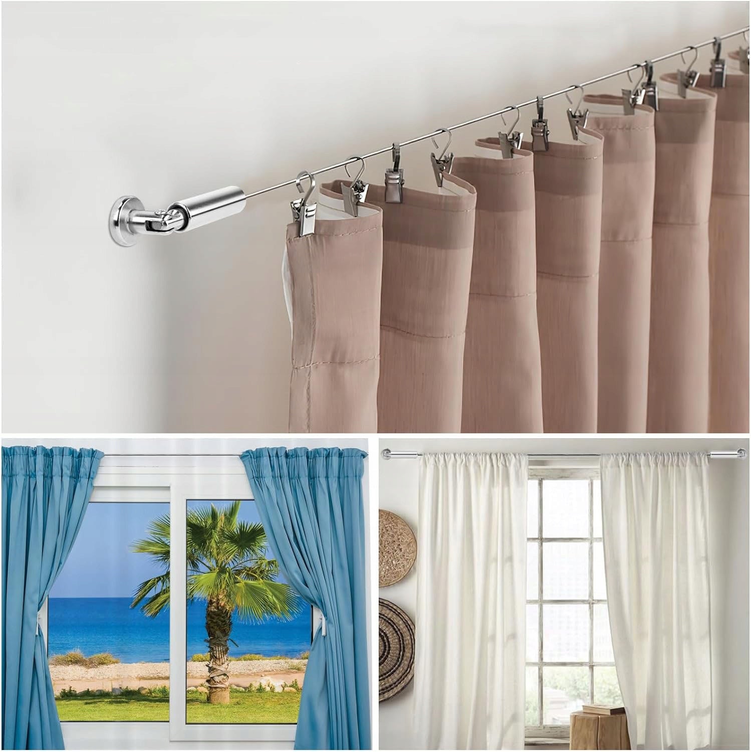 STEEL WIRE FOR CURTAINS 5M WITH MOUNTING KIT