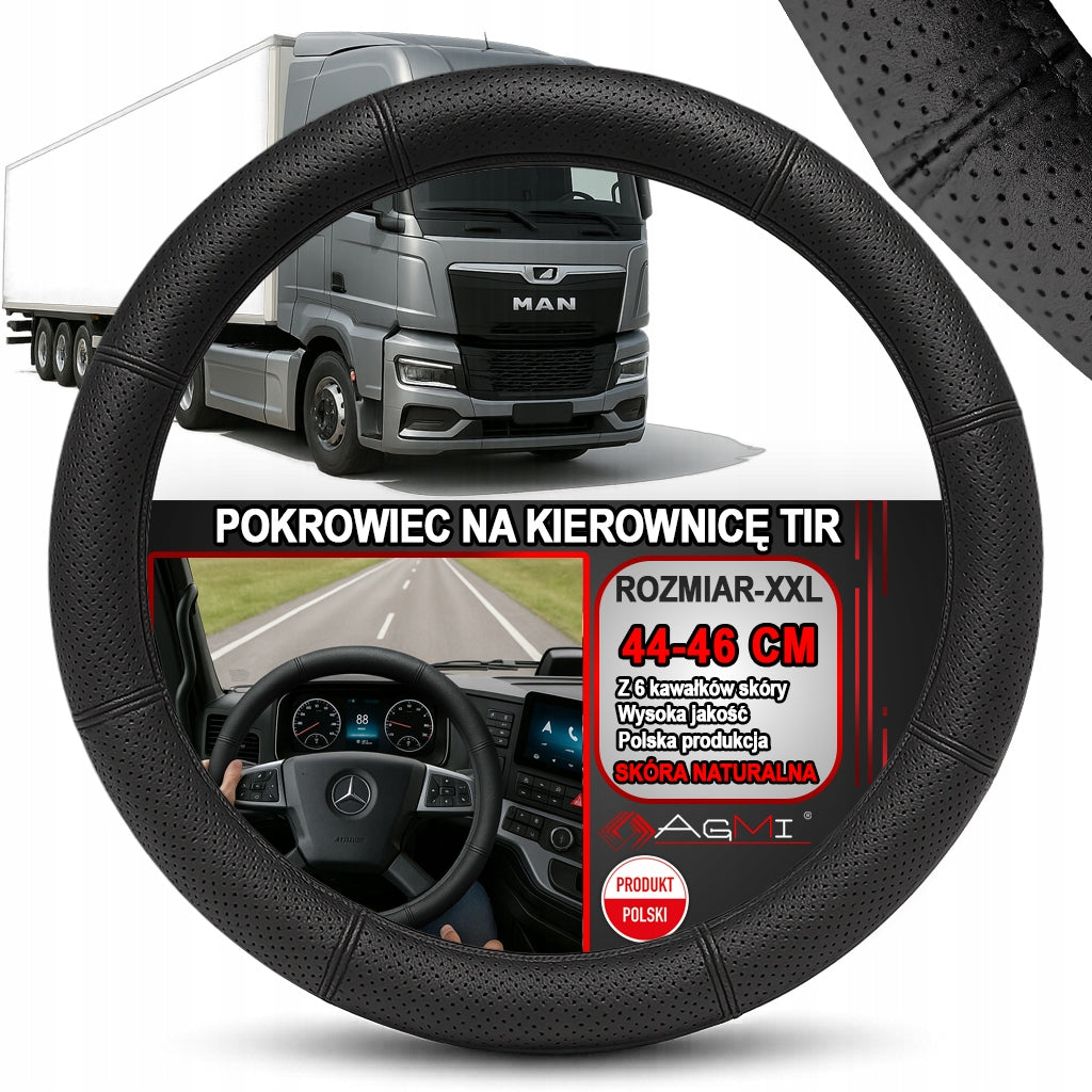 STEERING WHEEL COVER TIR BUS LEATHER COVER PERFORATED LEATHER 44-46CM