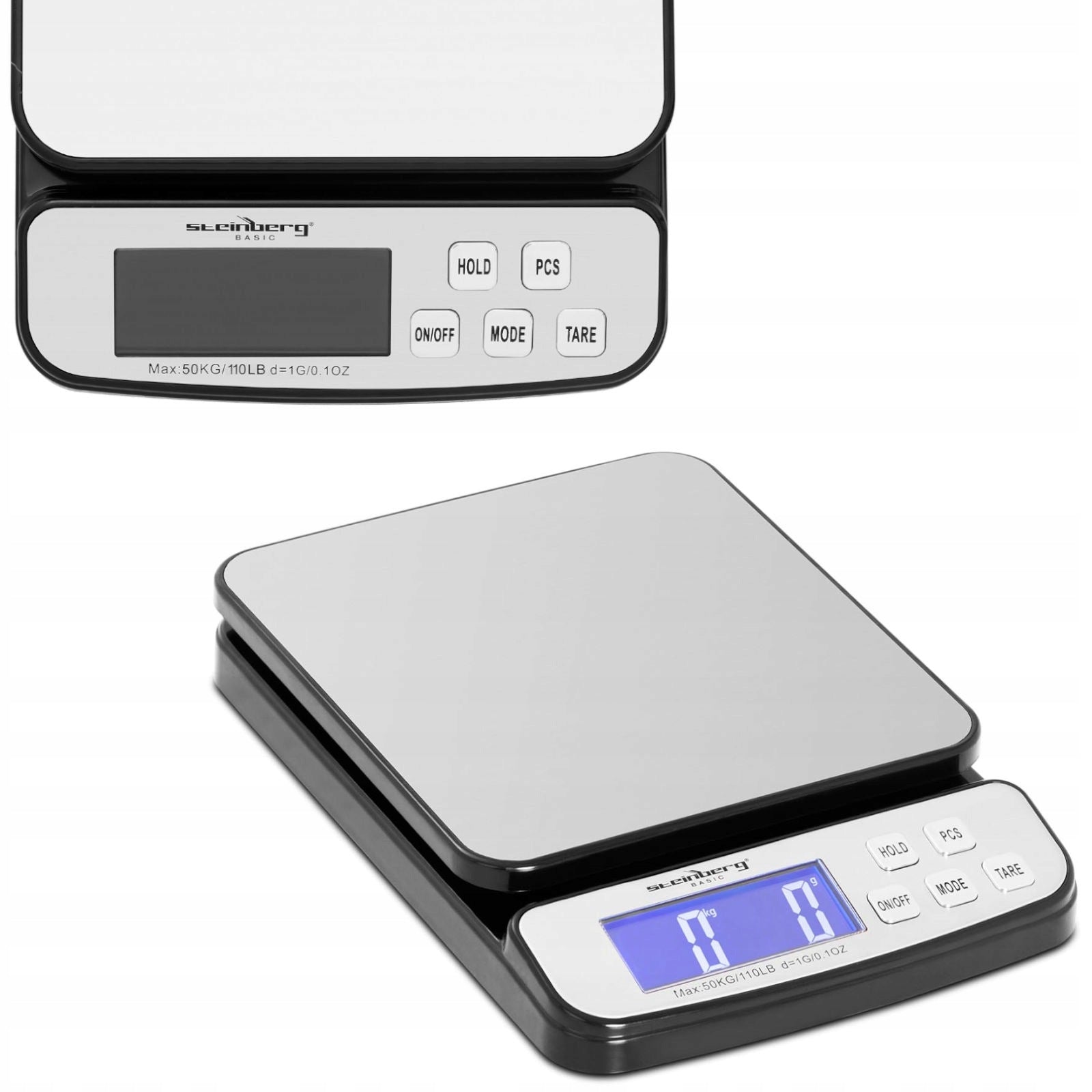 STEINBERG POSTAL SCALE 50 KG 1 G LCD FOR PARCELS AND LETTERS STAINLESS STEEL