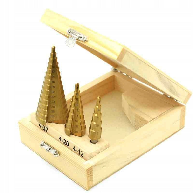 STEP DRILL BITS CONICAL SPIRAL CHRISTMAS TREE METAL DRILL BIT SET 4-32mm Brand Verke