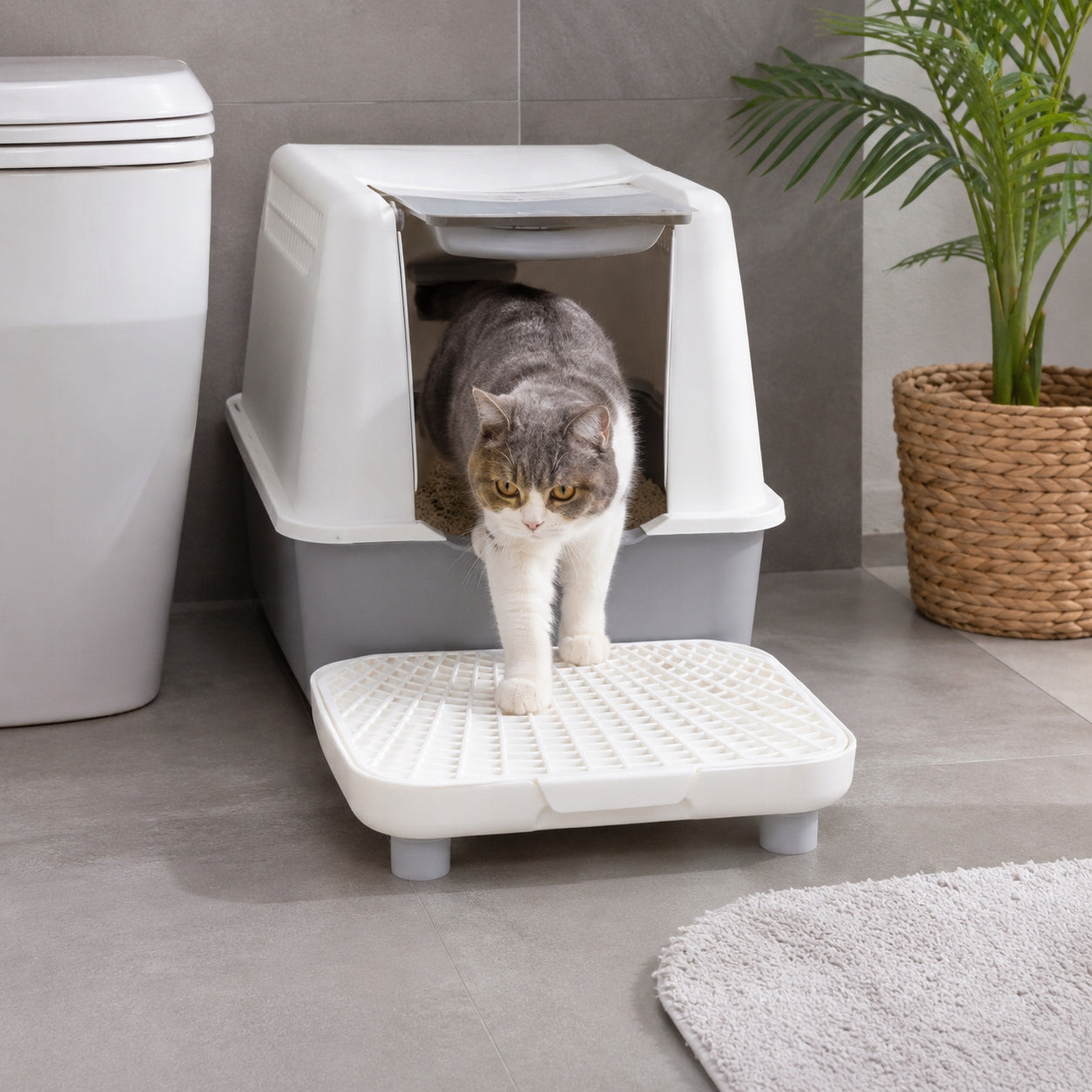 STEP FOR LITTER BOX CAT STAIRCASE MAT KITTENS OLD CATS WHITE Packaging status original