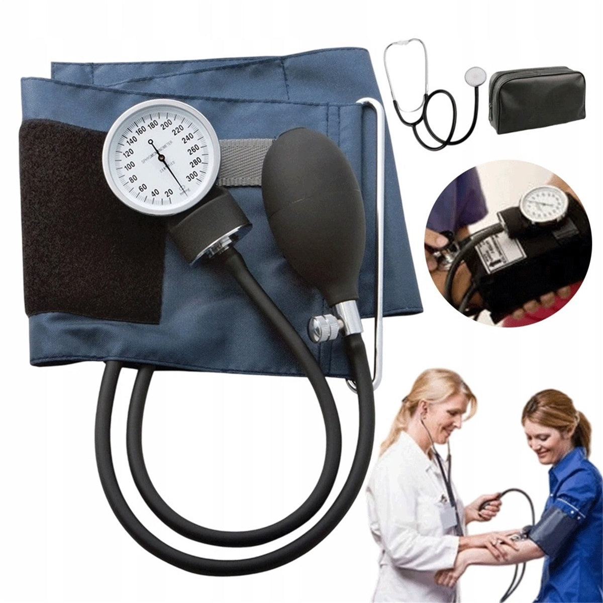 STETHOSCOPE WITH BLOOD PRESSURE MONITOR BLACK FOR HOME PORTABLE WITH CASE