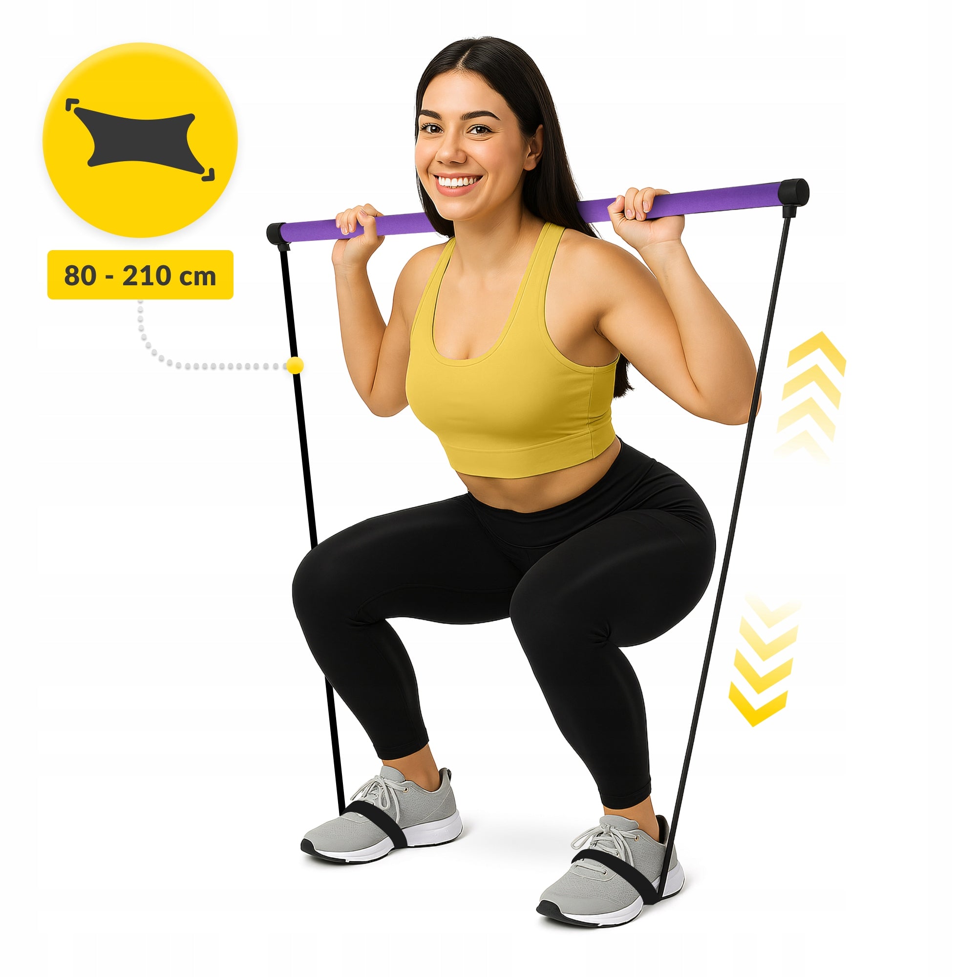 STICK TRAINING BAR WITH EXPANDERS FOR PILATES FITNESS RUBBER LOAD EAN (GTIN) 5905973400657
