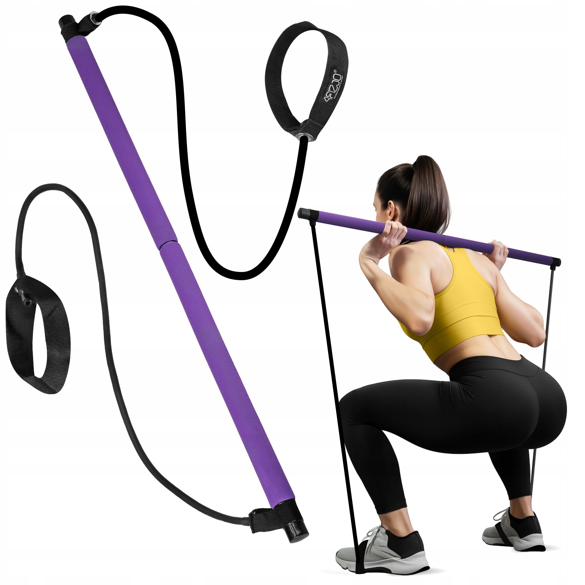 STICK TRAINING BAR WITH EXPANDERS FOR PILATES FITNESS RUBBER LOAD