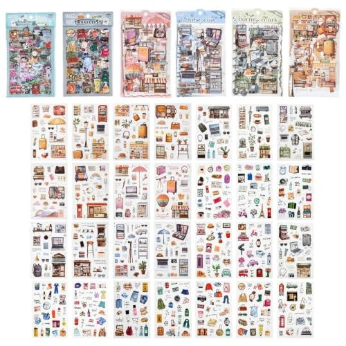 STICKERS SCRAPBOOKING TRAVEL PET WATERPROOF 28 SHEETS SET decoration Brand no brand