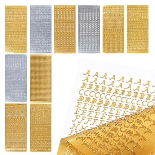 STICKERS SELF-ADHESIVE GOLD NUMBERS LETTERS FOR CANDLES GIFT COMMUNION 10 ARKUS Brand no brand