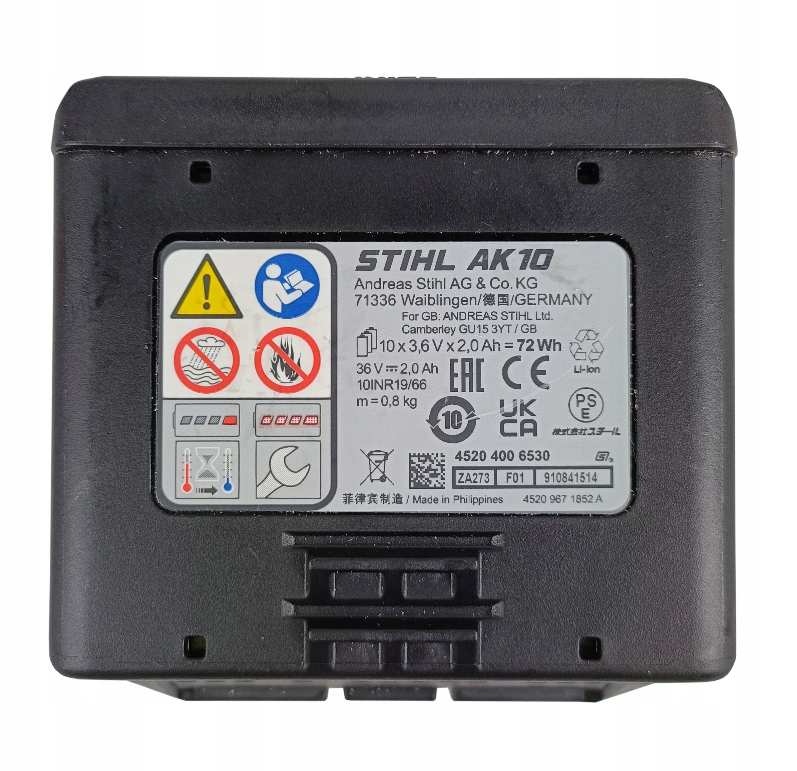 STIHL AK 10 Lithium-Ion Battery 36V 2,0 Ah Battery 72 Wh Manufacturer code 4520-400-6530
