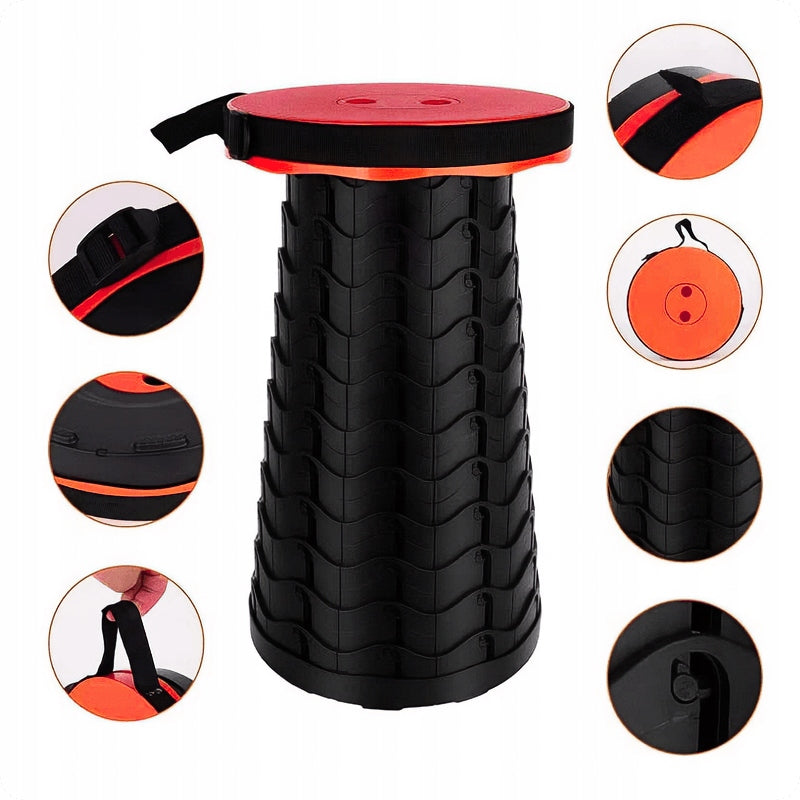 STOOL SEAT ROUND FOLD-OUT TABLE SAHIDO FOLD-UP STOOL BLACK/RED Brand no brand