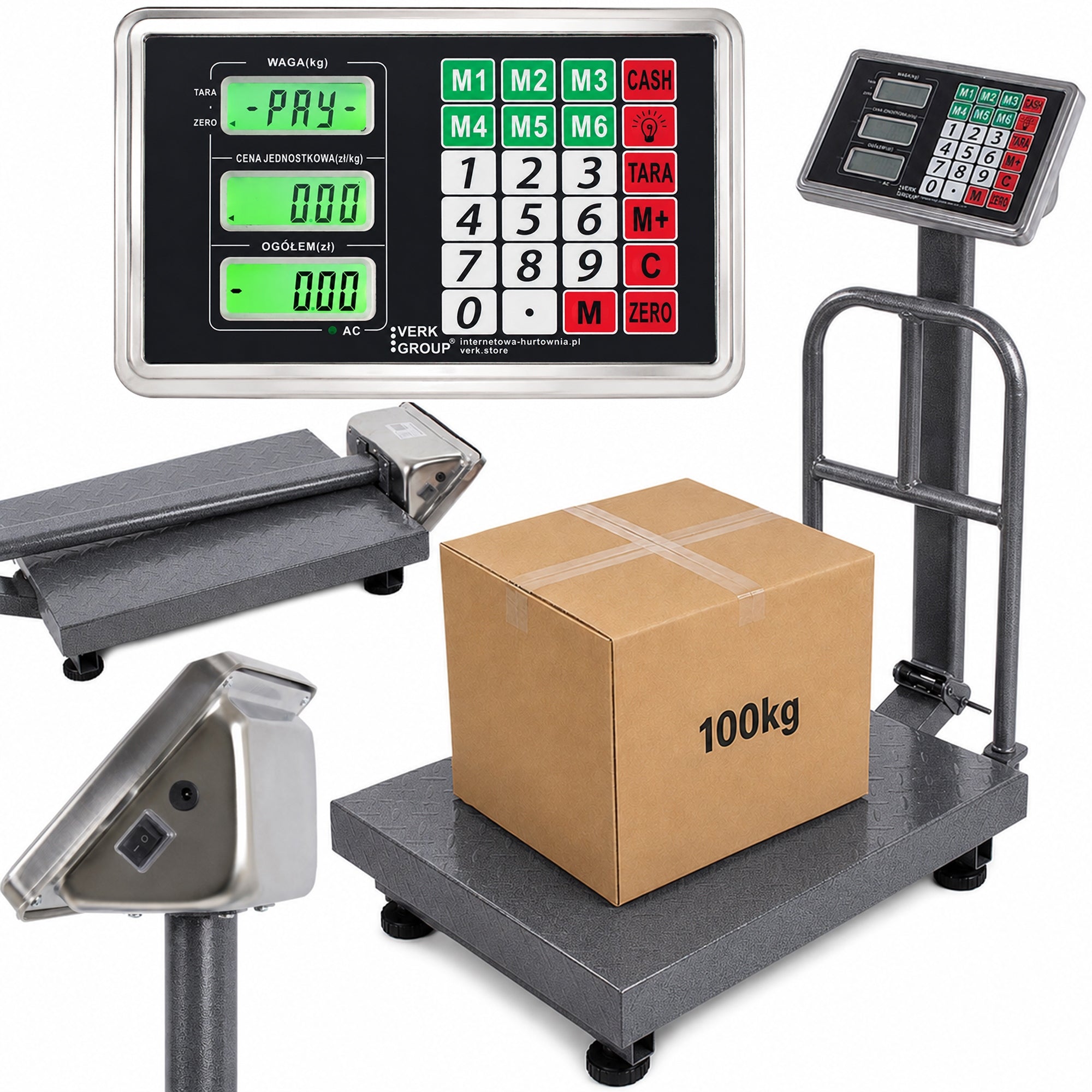 STORAGE SCALE ELECTRONIC SHOP PLATFORM BACKREST 100kg LCD STRONG