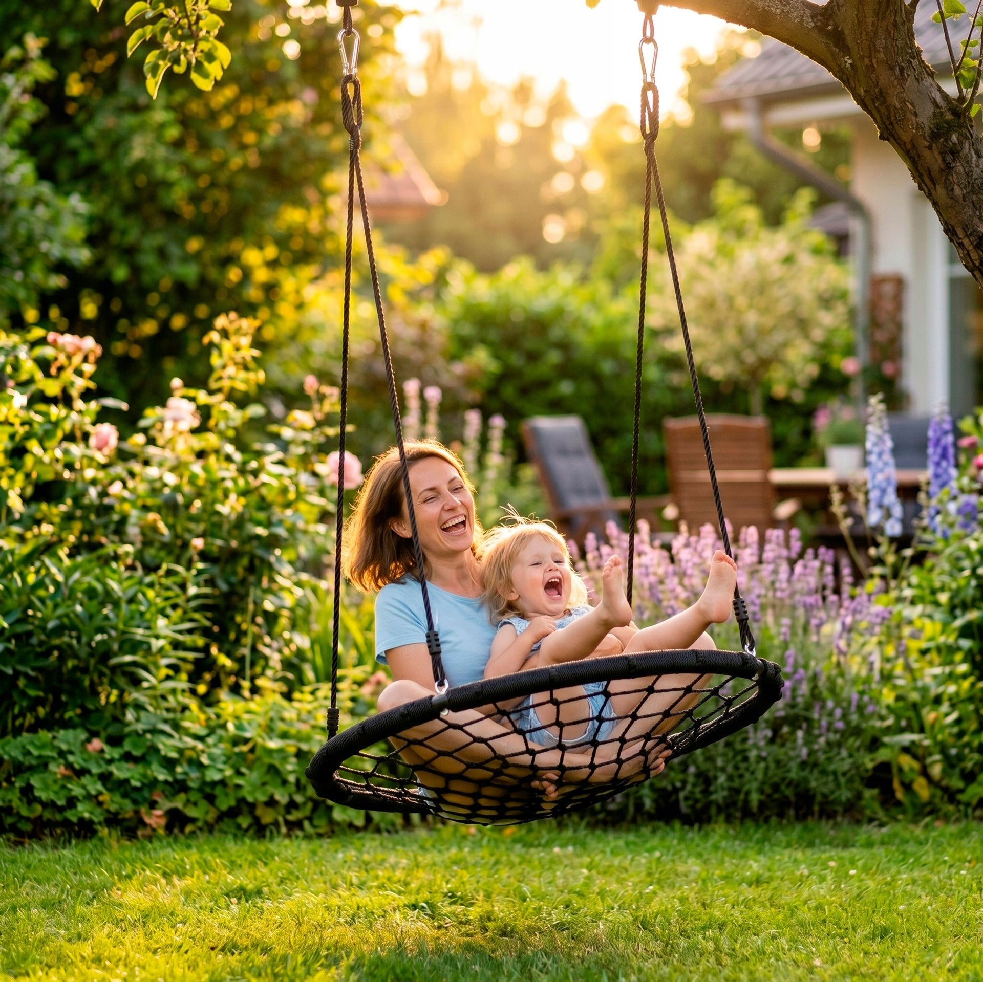 STORK NEST GARDEN SWING FOR CHILDREN 100cm LARGE STRONG 120kg XXL Kind birds nest