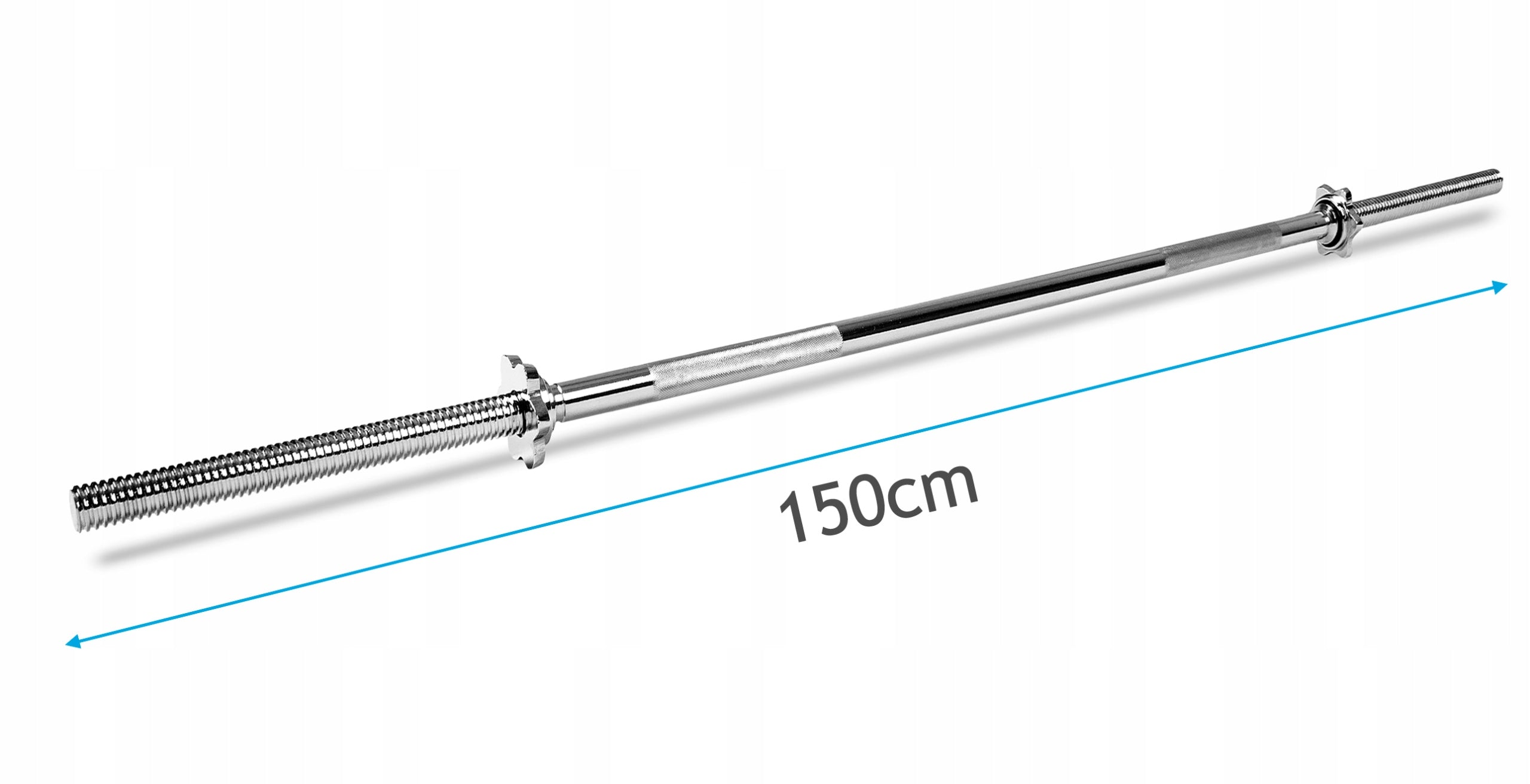 STRAIGHT GRIFFIN 150cm diameter 25mm BARBELL BAR SAPPHIRE full STEEL threaded CLAMPS Total length 150 cm