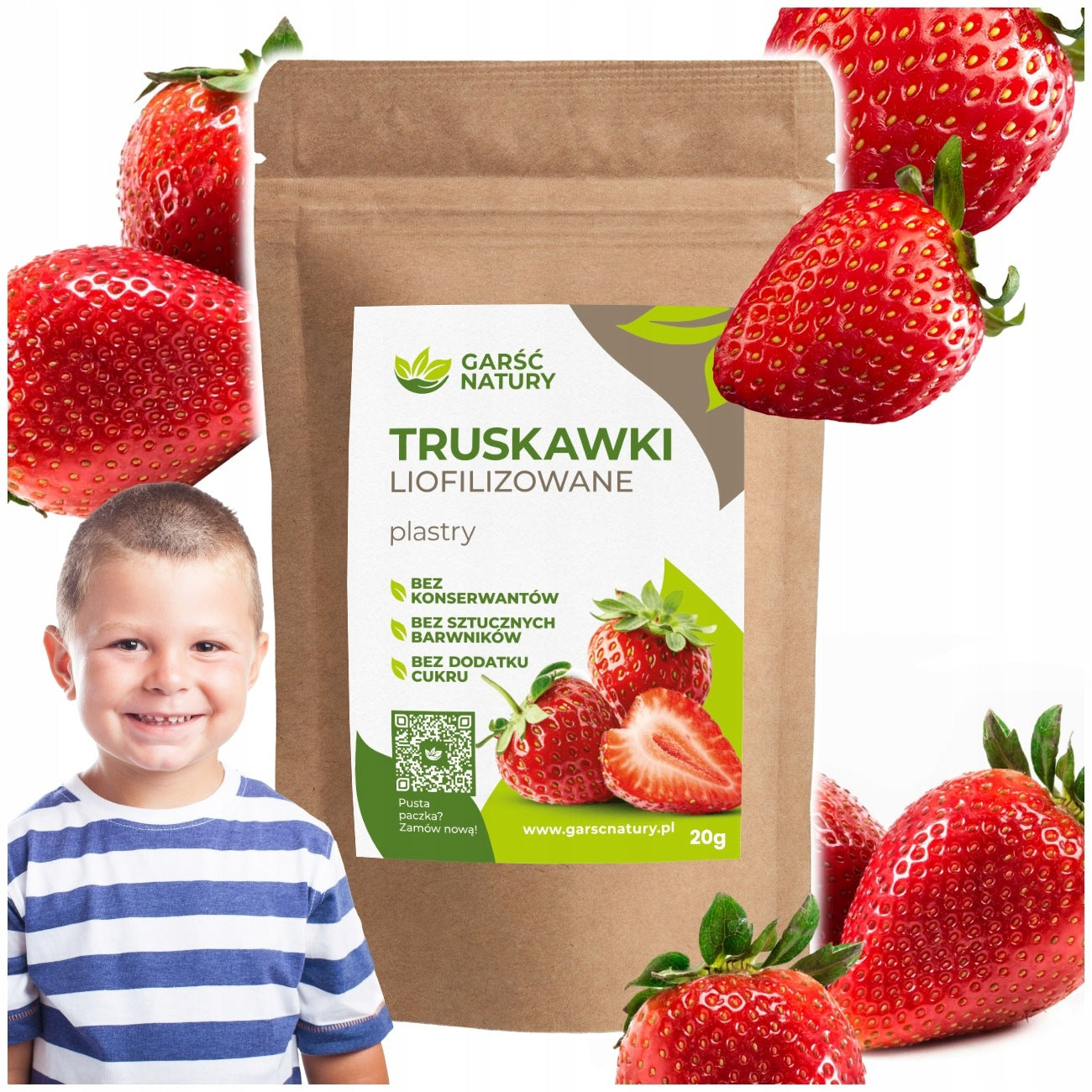 STRAWBERRIES FREEZE-DRIED SLICES 20 g Strawberry Dried WITHOUT ADDED SUGAR