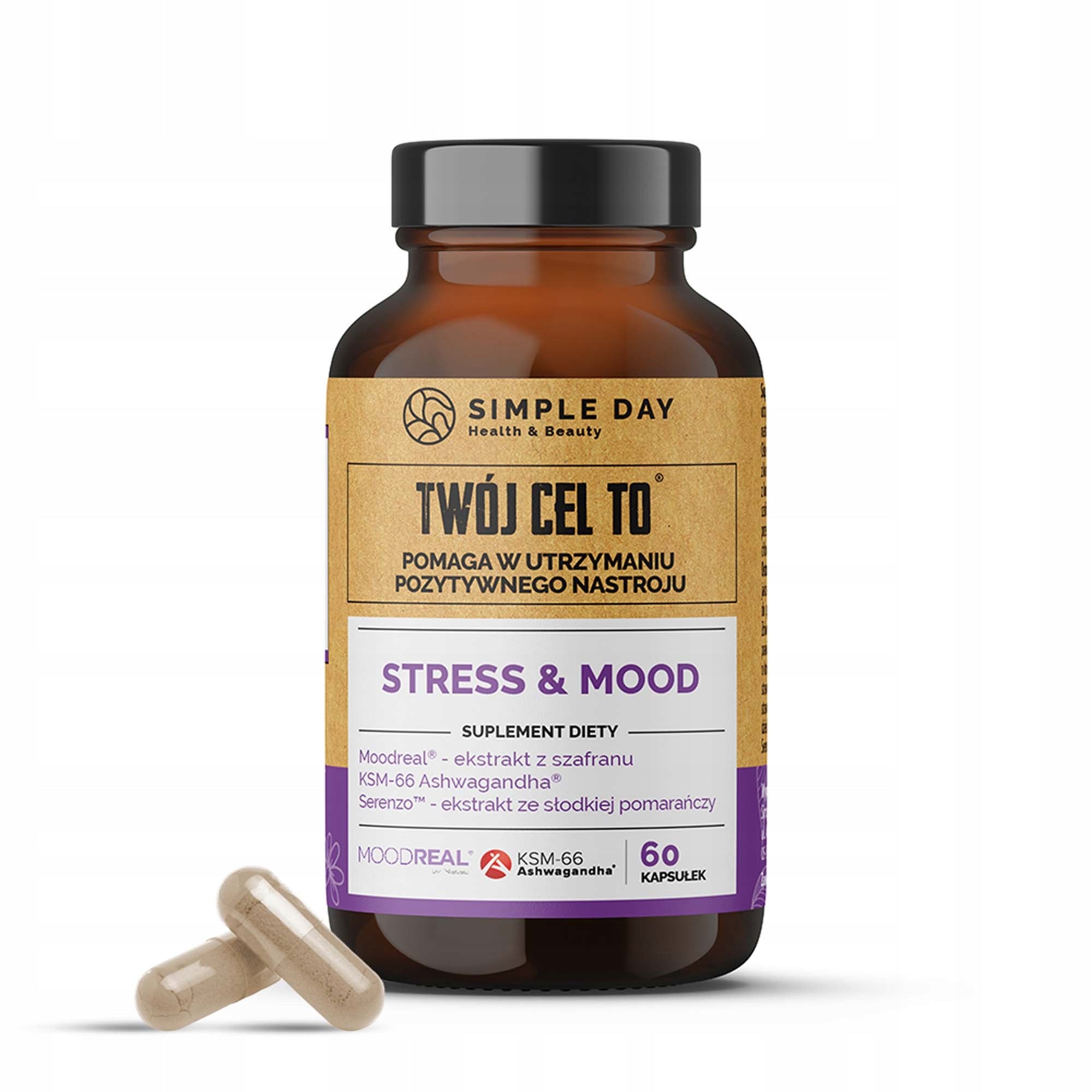 STRESS & MOOD ASHWAGANDHA 100mg FOR STRESS FATIGUE NERVOUS SYSTEM 60 KAPS Packaging status original