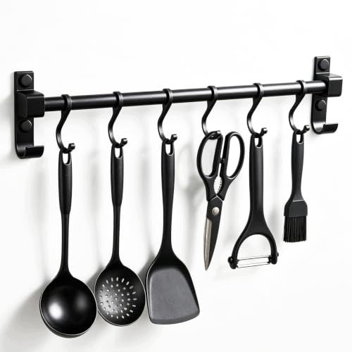 STRIP WITH HOOKS ALUMINUM KITCHEN 40 CM FOR UTENSILS 8 PCS. steel Brand no brand