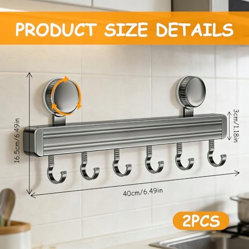 STRIP WITH KITCHEN HOOKS SUCTION CUP ALUMINUM WITHOUT DRILLING SET OF 2 Manufacturer code Bez marki